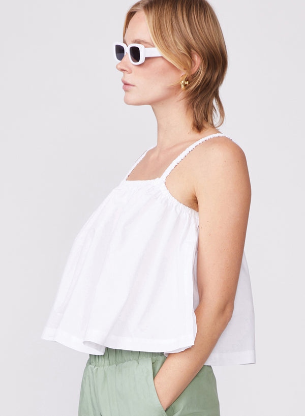 Stateside Structured Poplin Swing Top In White