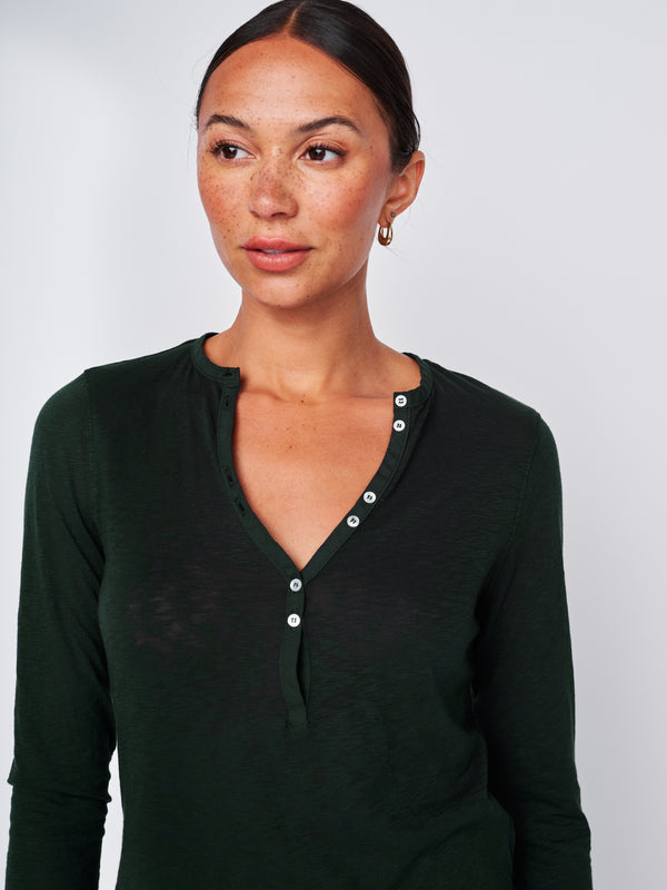 Stateside Supima Slub Jersey Henley In Everfall
