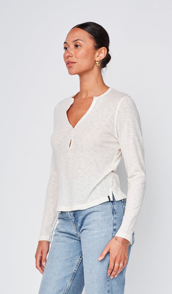Stateside Supima Slub Jersey Henley In White