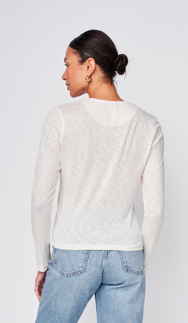 Stateside Supima Slub Jersey Henley In White