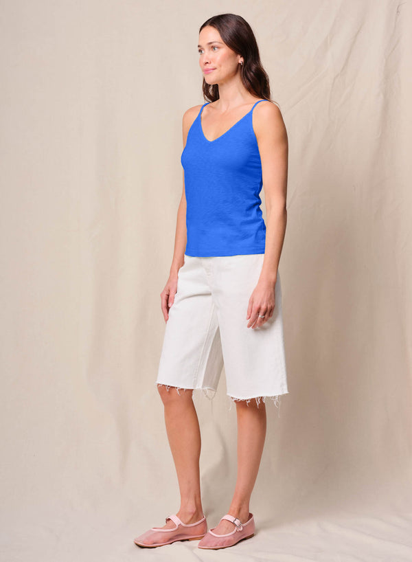 Stateside Supima Slub Jersey V-Neck Cami In Cobalt