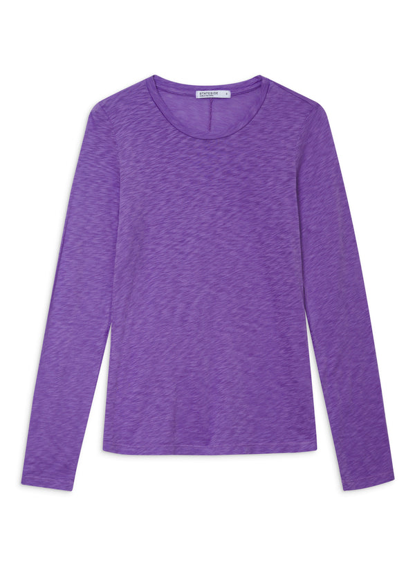 Stateside Supima Slub Long Sleeve Crew In Iris