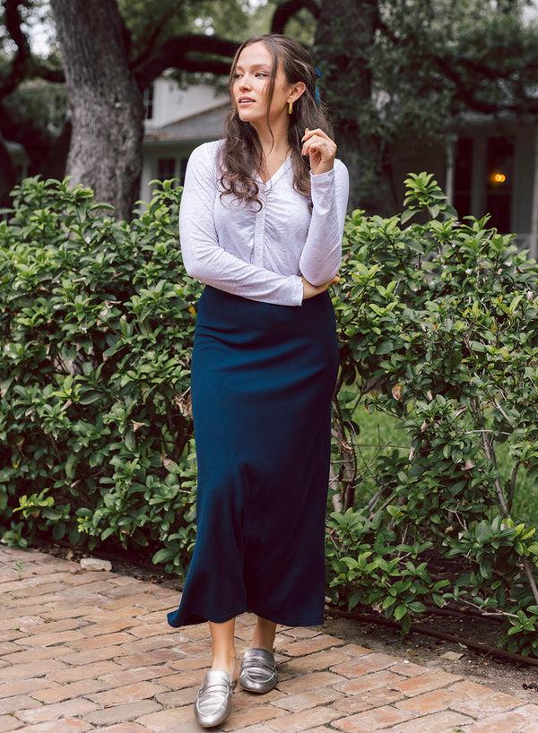 stateside Supima Slub Ruched Front Shirt in White