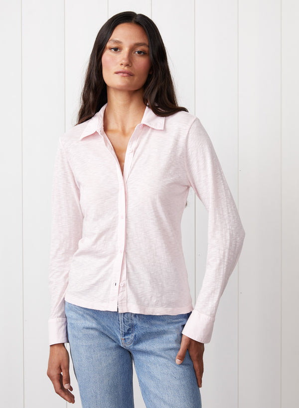 Stateside Supima Slub Shirt In Pink Tint