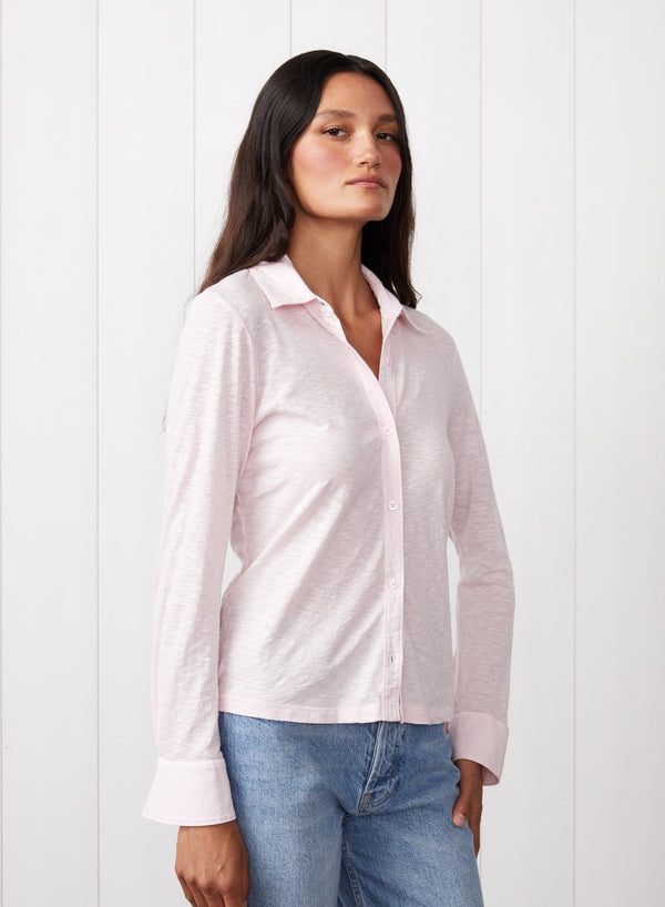 Stateside Supima Slub Shirt In Pink Tint