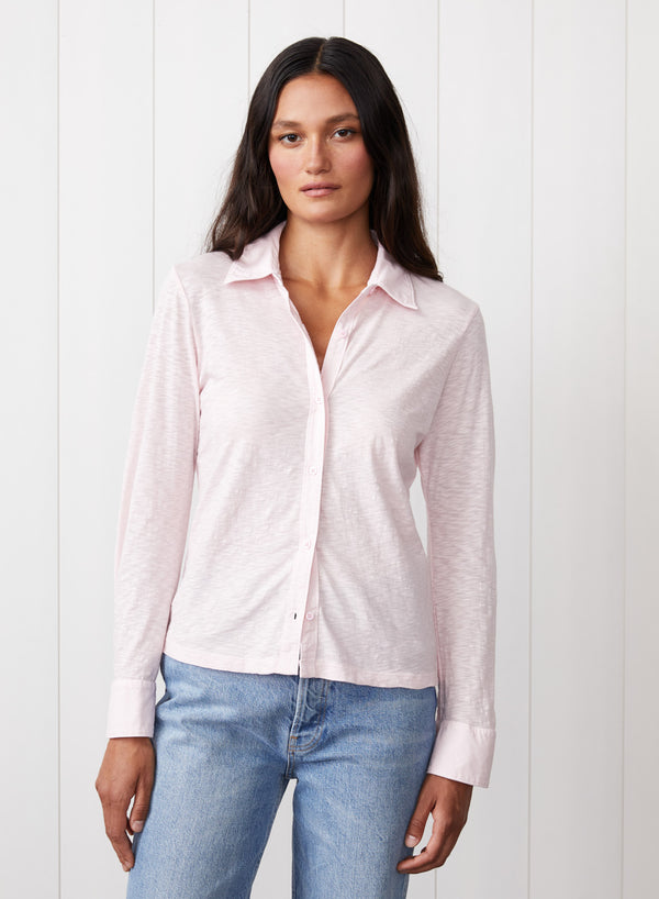 stateside Supima Slub Shirt in Pink Tint