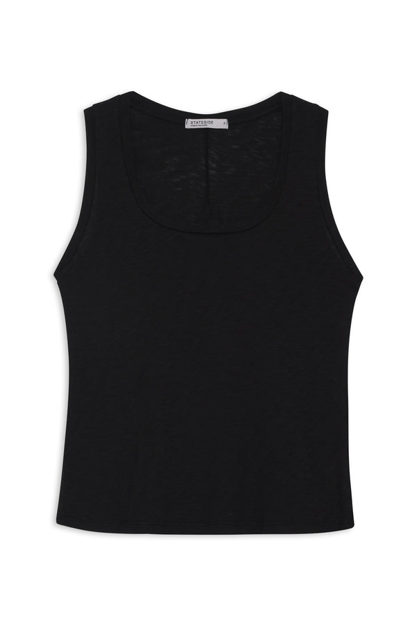 Stateside Supima Slub Square Neck Tank In Black