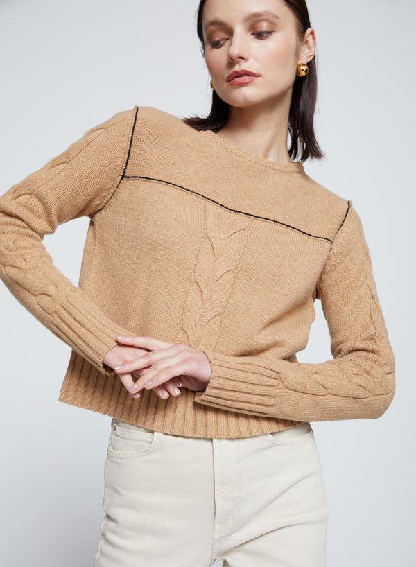 Stateside The Marlon Cable Knit Sweater In Toffee