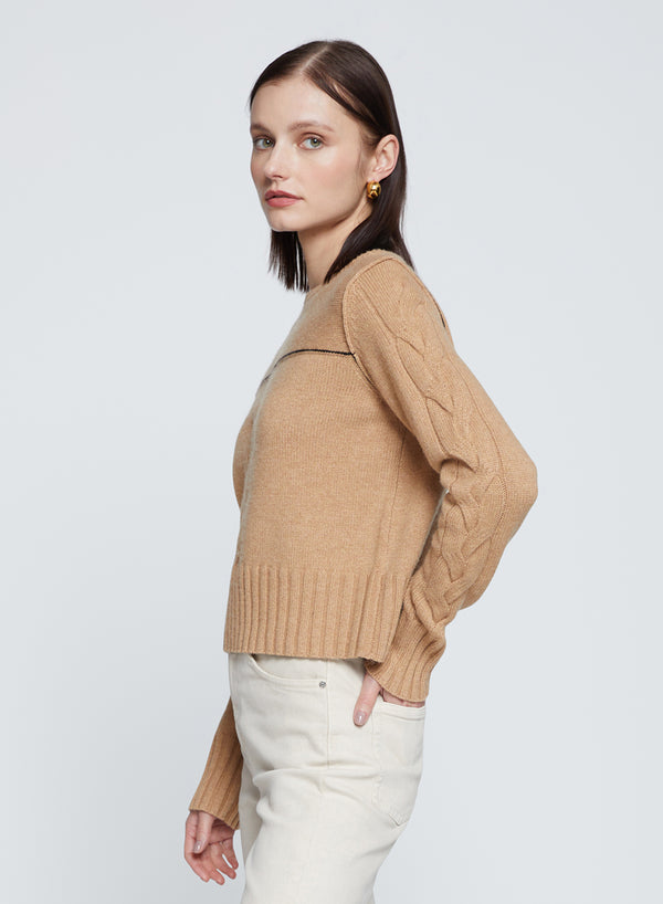 Stateside The Marlon Cable Knit Sweater In Toffee