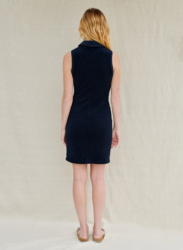 Stateside Towel Terry Tennis Dress In New Navy