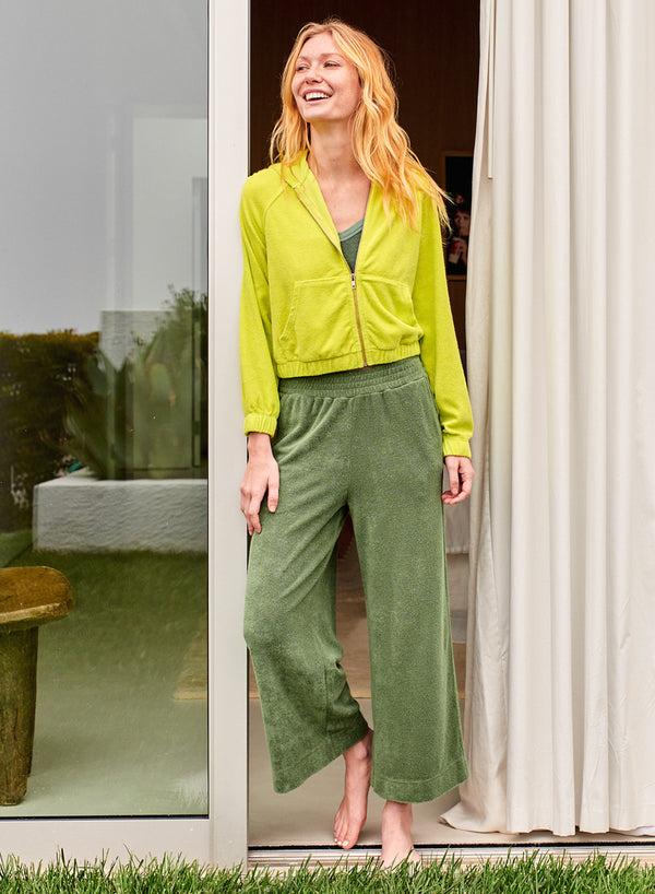 stateside Towel Terry Zip Hoodie in Pear