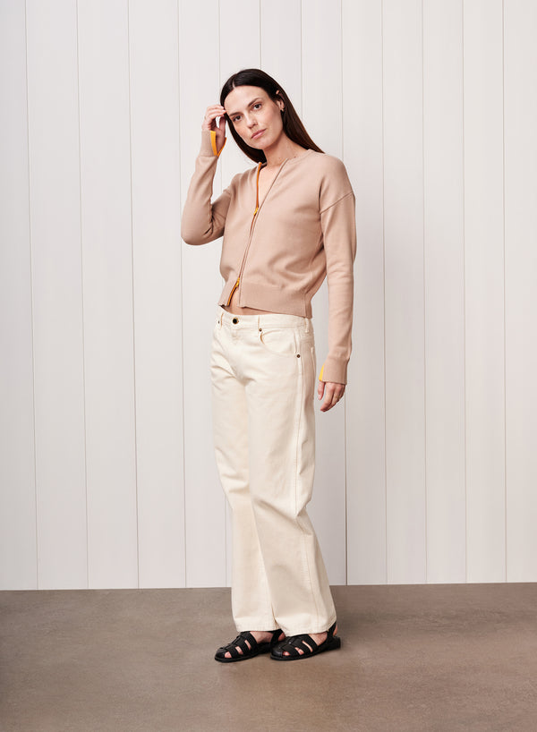 Stateside Two Way Zip Cardigan Sweater In Taupe