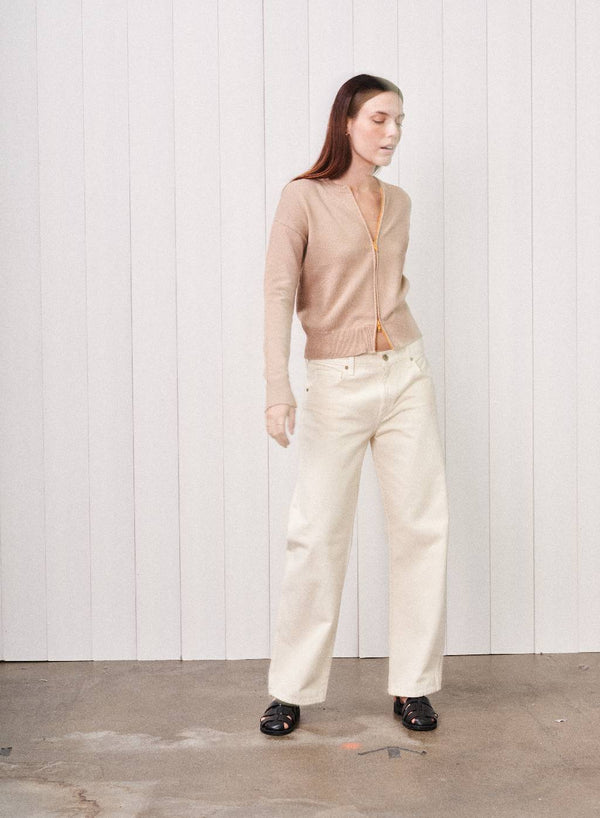 Stateside Two Way Zip Cardigan Sweater In Taupe