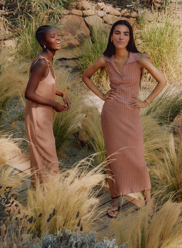 Stateside Viscose Satin Jumpsuit In Cafe