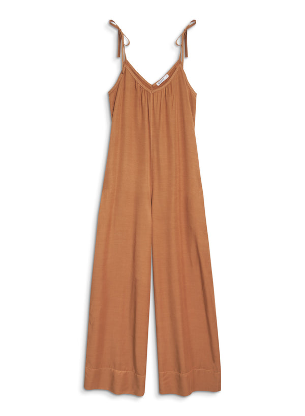 Stateside Viscose Satin Jumpsuit In Cafe