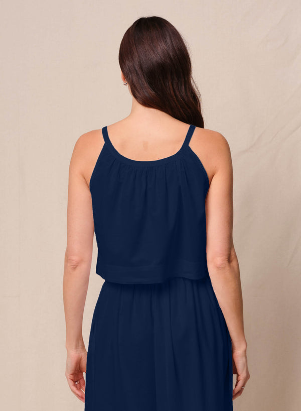 Stateside Voile Cropped Button Cami In New Navy