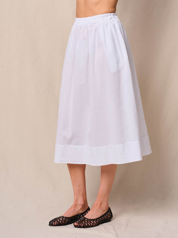 Stateside Voile Ribbed Waist Midi Skirt In White