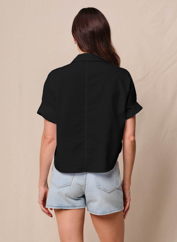 Stateside Voile Short Sleeve Dolman Shirt In Black