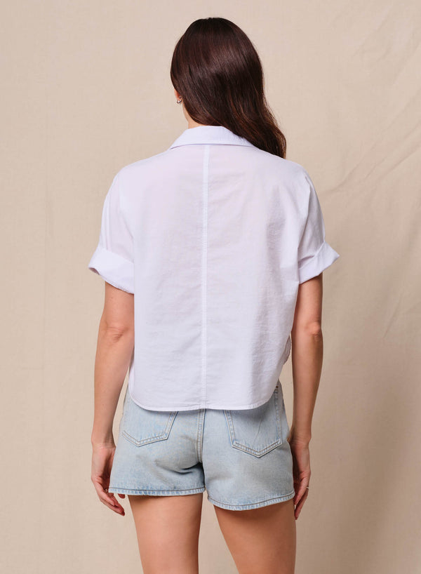 Stateside Voile Short Sleeve Dolman Shirt In White
