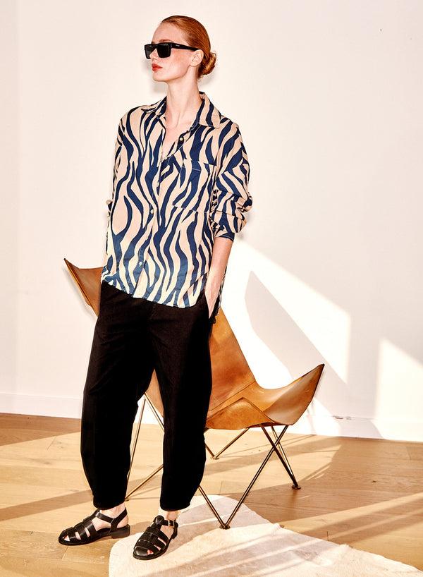 Stateside Zebra Voile Oversized Shirt In Almond