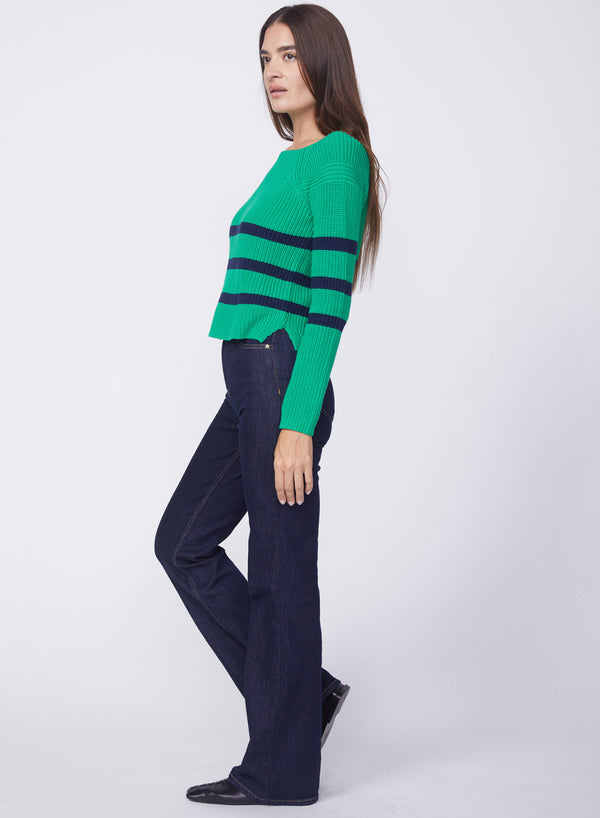 Stateside Striped Raglan Pullover Sweater In Irish Crush