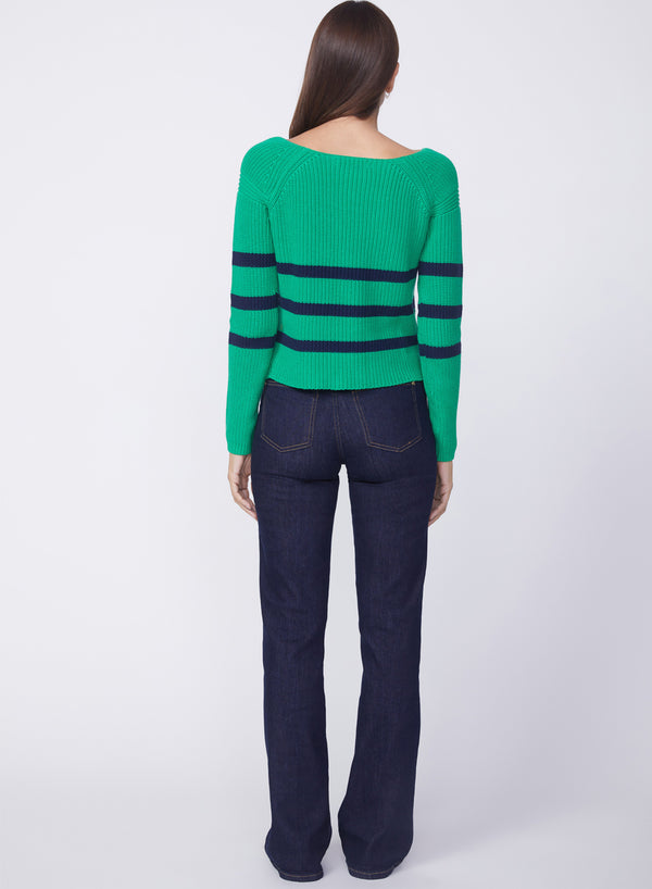 Stateside Striped Raglan Pullover Sweater In Irish Crush