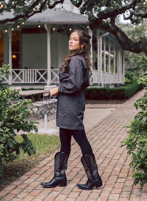 Stateside Structured Poplin Front Twist Shirt Dress In Ash