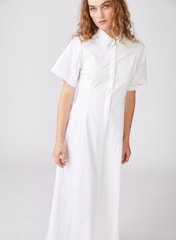 Stateside Structured Poplin Maxi Shirt Dress In White