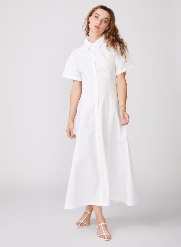 Stateside Structured Poplin Maxi Shirt Dress In White