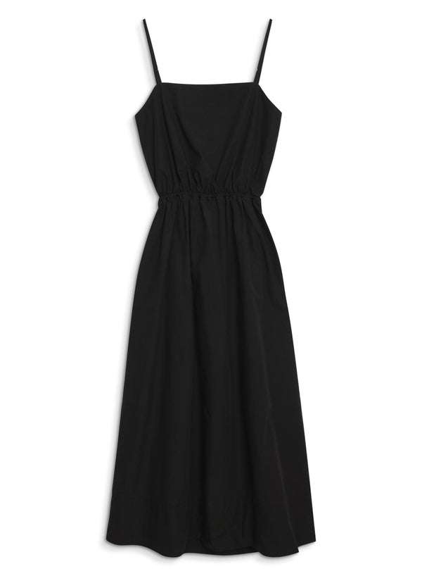 stateside Structured Poplin Open Back Midi dress in Black