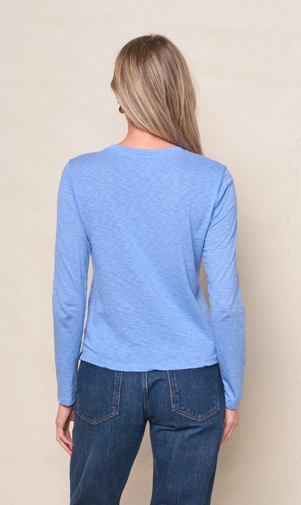 Stateside Supima Slub Jersey Long Sleeve Crew In Blue Topaz