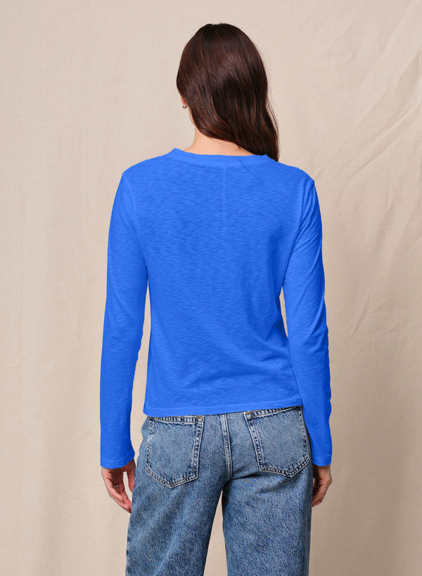 Stateside Supima Slub Jersey Long Sleeve Crew In Cobalt