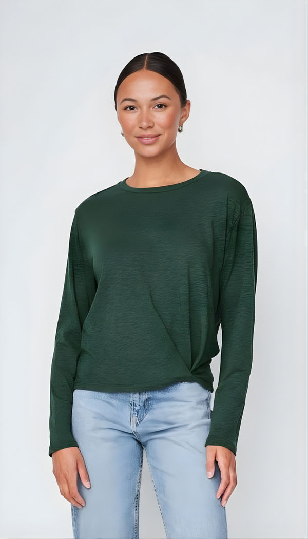 stateside Supima Slub Jersey Long Sleeve Twist Tee in Everfall
