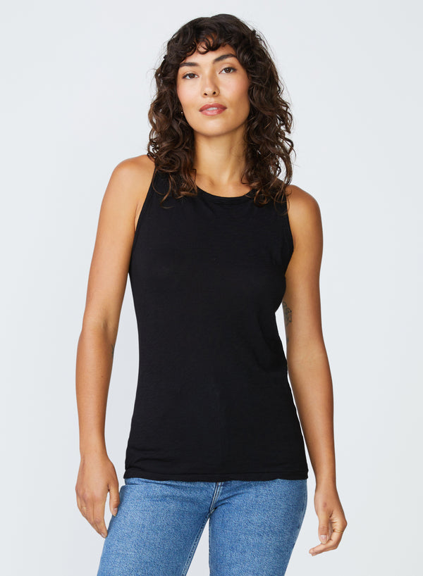 stateside Supima Slub Jersey Racerback Tank Top in Black