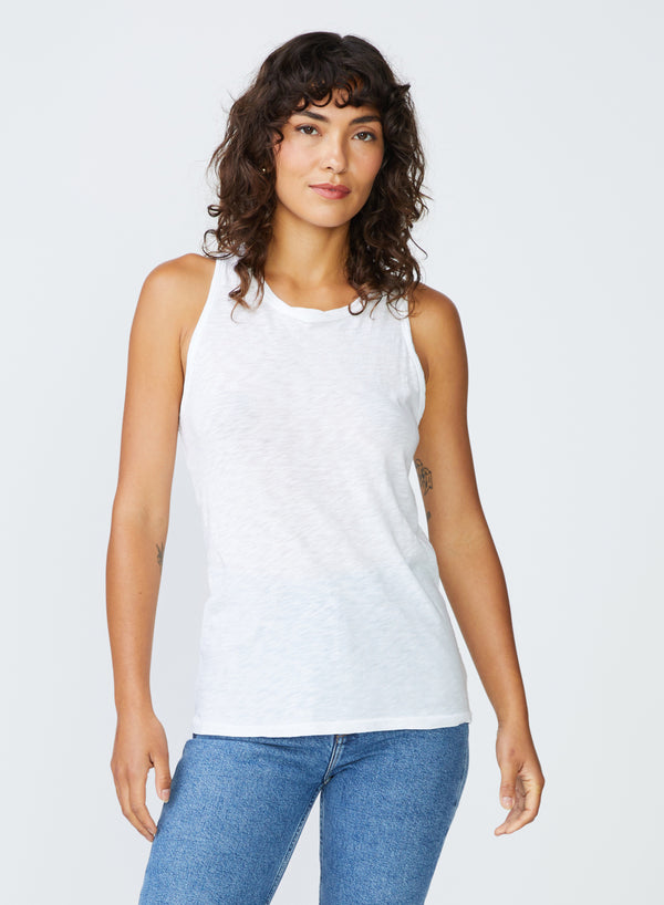 stateside Supima Slub Jersey Racerback Tank Top in White