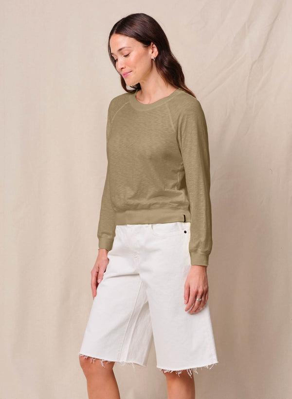 Stateside Supima Slub Jersey Raglan Sweatshirt Tee In Bay Leaf