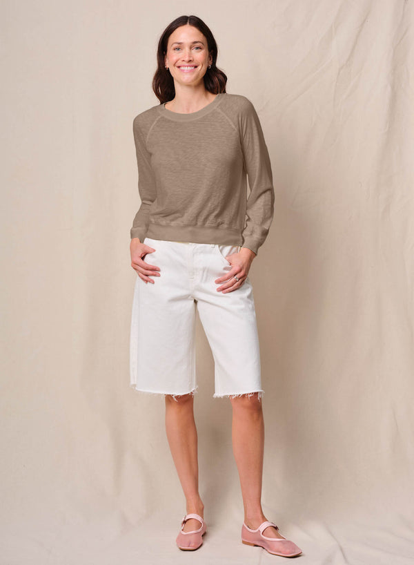 stateside Supima Slub Jersey Raglan Sweatshirt Tee in Bay Leaf