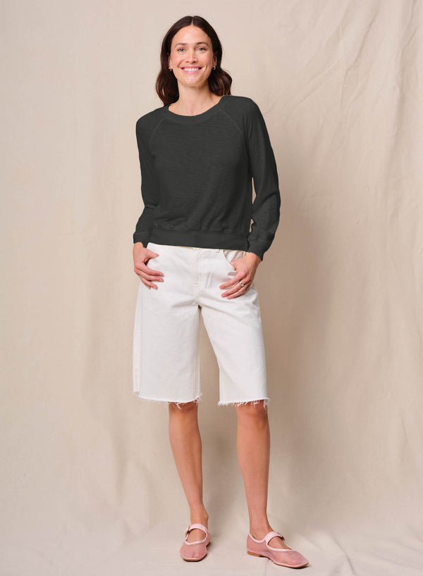 Stateside Supima Slub Jersey Raglan Sweatshirt Tee In Black