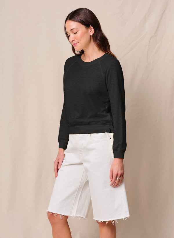 Stateside Supima Slub Jersey Raglan Sweatshirt Tee In Black