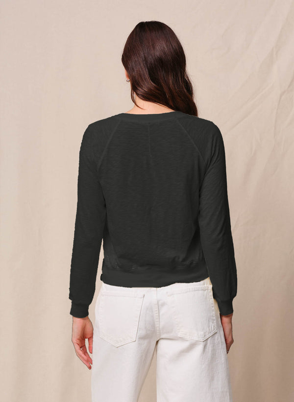 Stateside Supima Slub Jersey Raglan Sweatshirt Tee In Black