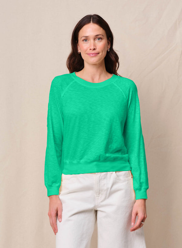 Stateside Supima Slub Jersey Raglan Sweatshirt Tee In Kelly Green