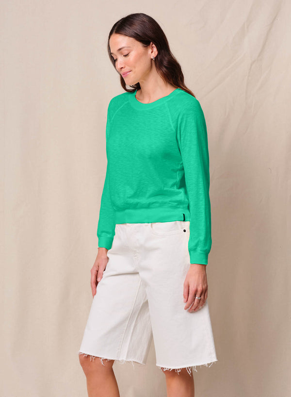 Stateside Supima Slub Jersey Raglan Sweatshirt Tee In Kelly Green