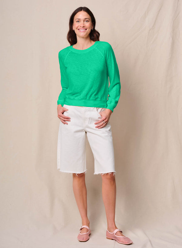 stateside Supima Slub Jersey Raglan Sweatshirt Tee in Kelly Green