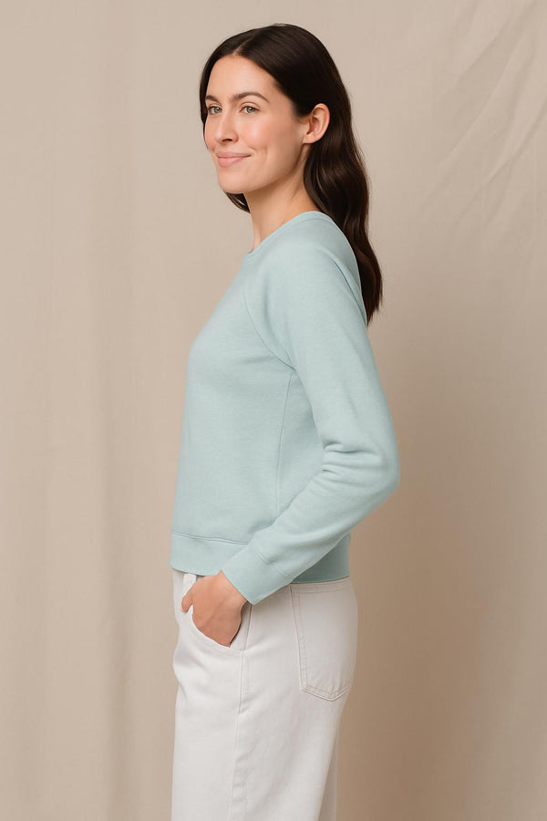 Stateside Supima Slub Jersey Raglan Sweatshirt Tee In Sea Glass