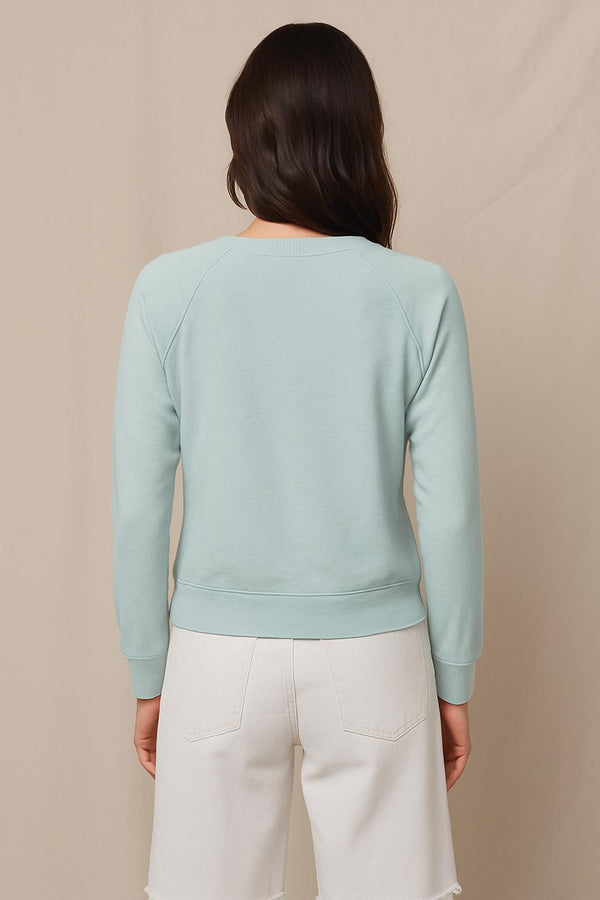 Stateside Supima Slub Jersey Raglan Sweatshirt Tee In Sea Glass