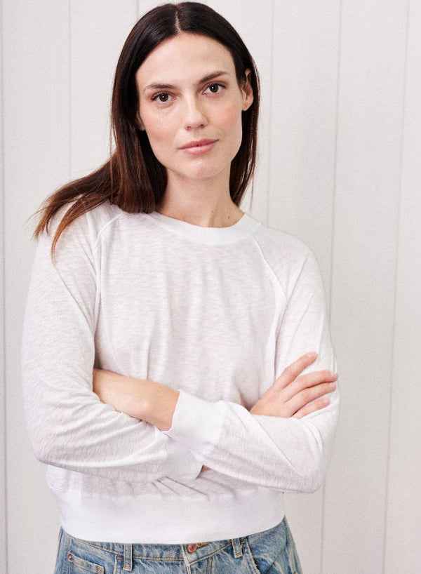 Stateside Supima Slub Jersey Raglan Sweatshirt Tee In White