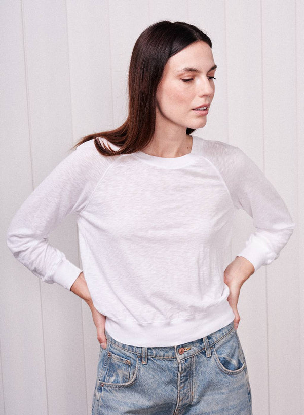Stateside Supima Slub Jersey Raglan Sweatshirt Tee In White
