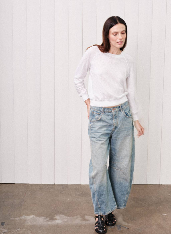 stateside Supima Slub Jersey Raglan Sweatshirt Tee in White