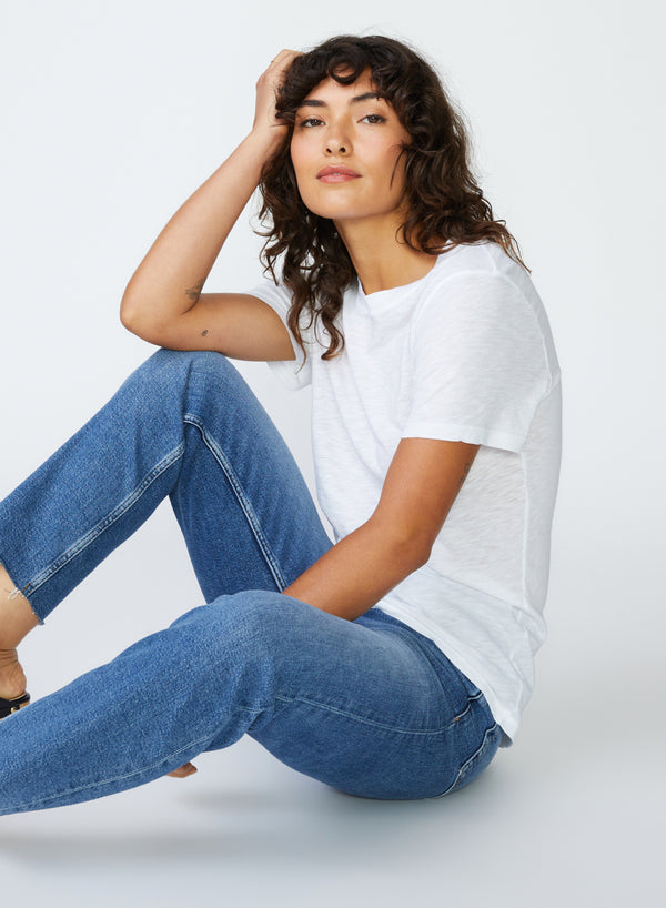 Stateside Supima Slub Jersey Short Sleeve Crew In White