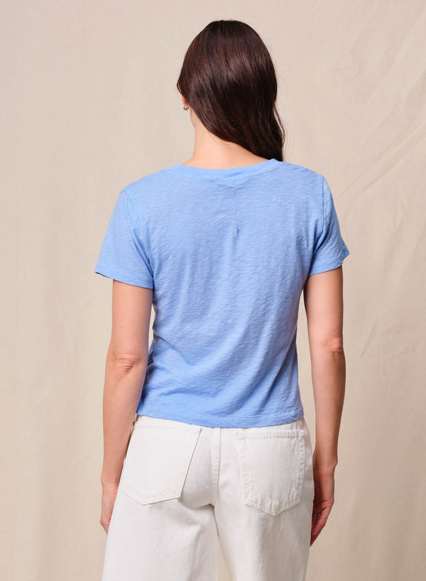 Stateside Supima Slub Jersey Short Sleeve V-Neck In Summer Sky